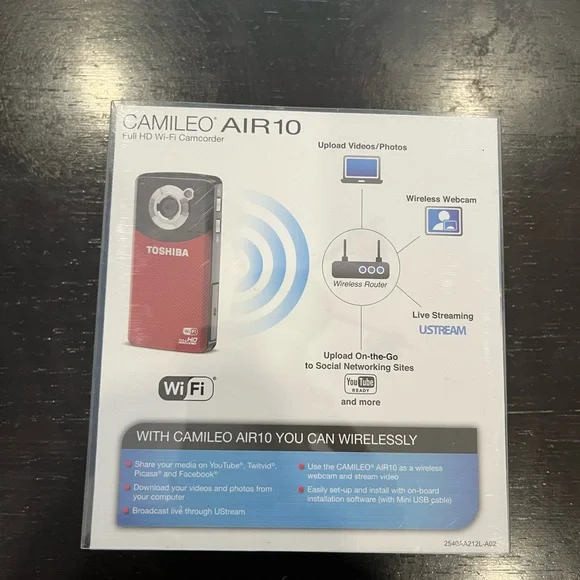 Toshiba Camileo AIR10 NWT Full HD WI-FI Camcorder - Picture 2 of 6